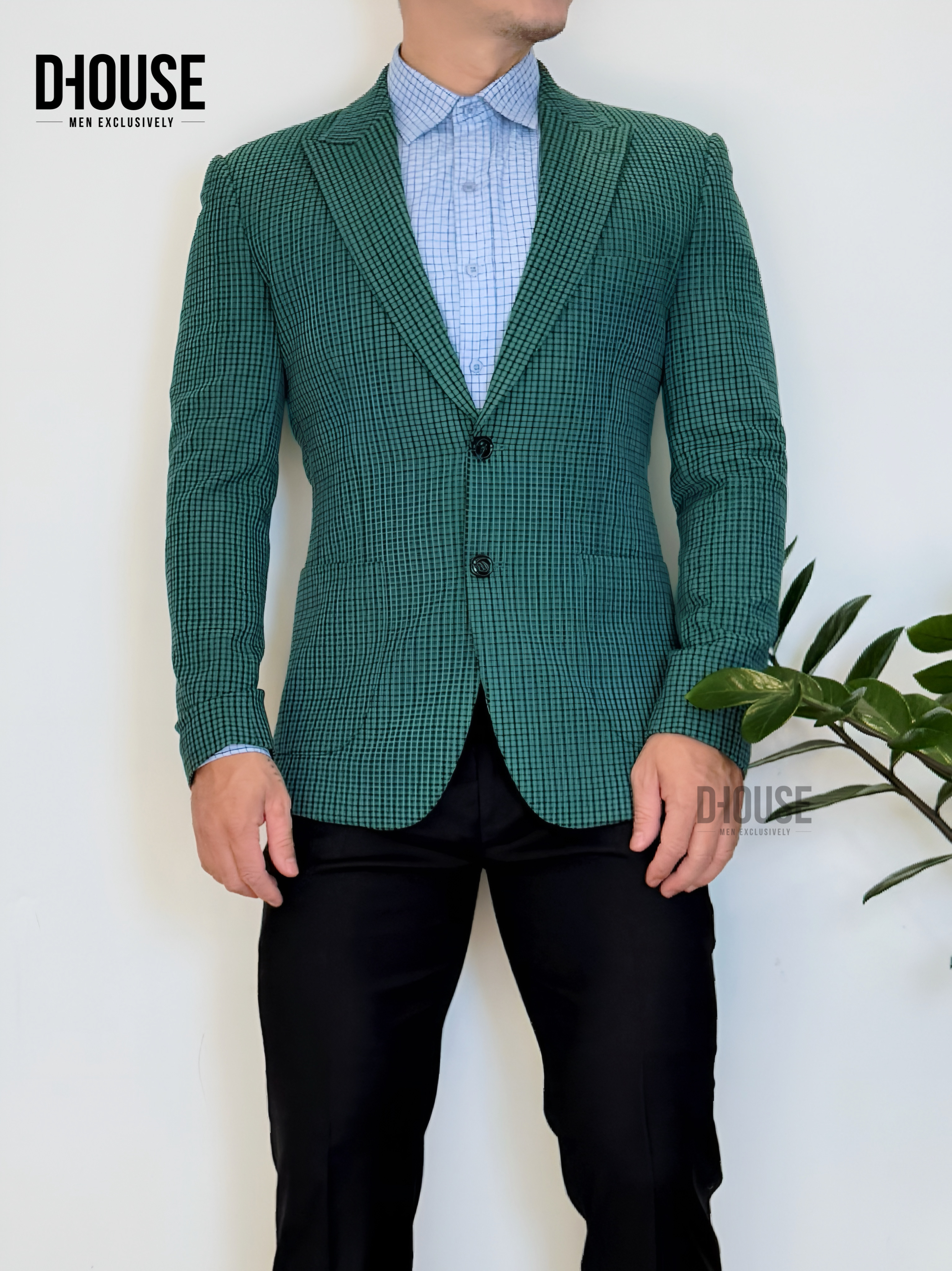 ÁO VEST CARO XANH BASIC